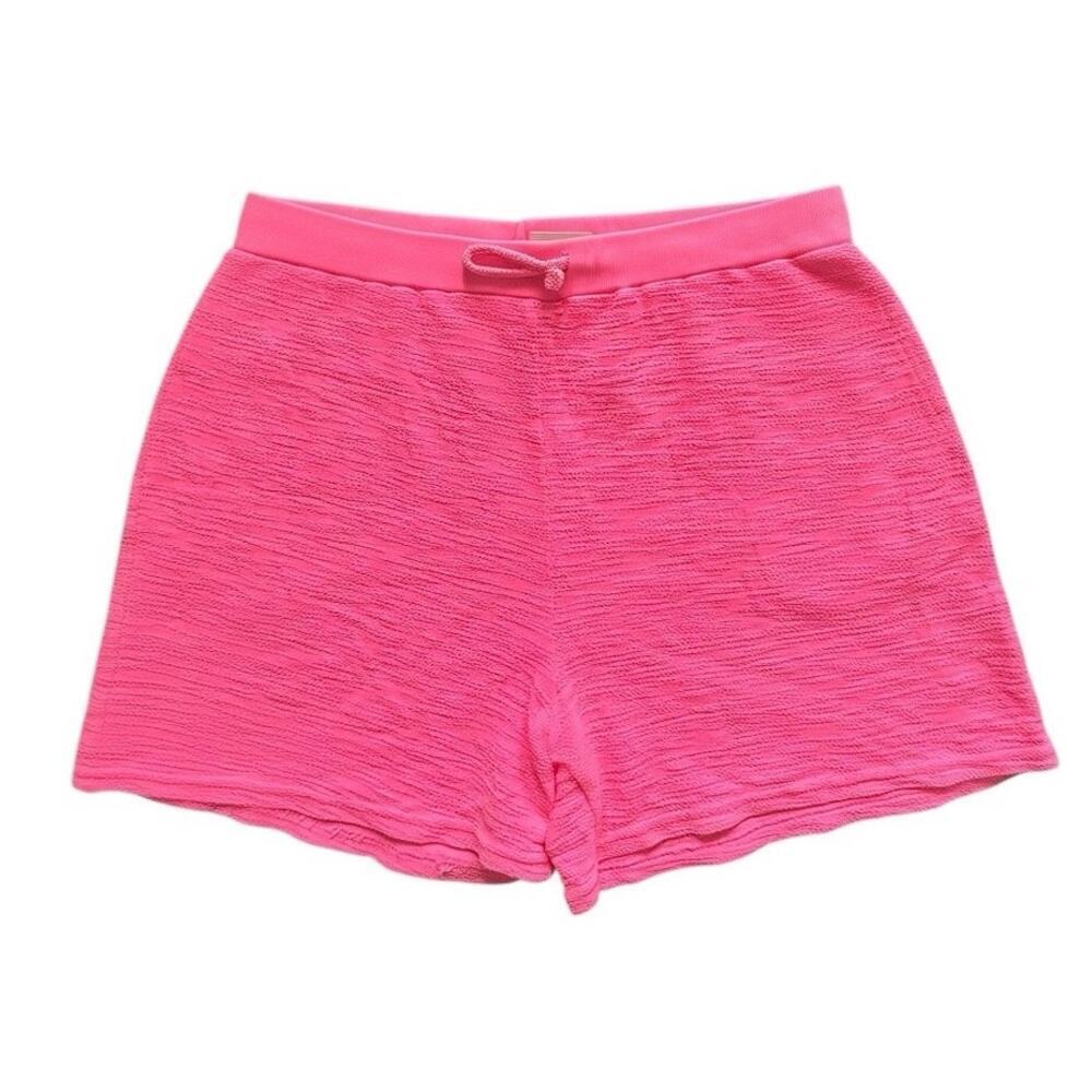HC LA Sz L Hot Pink Gauze Cotton Shorts Elastic and Tie Waist Pockets | NWT